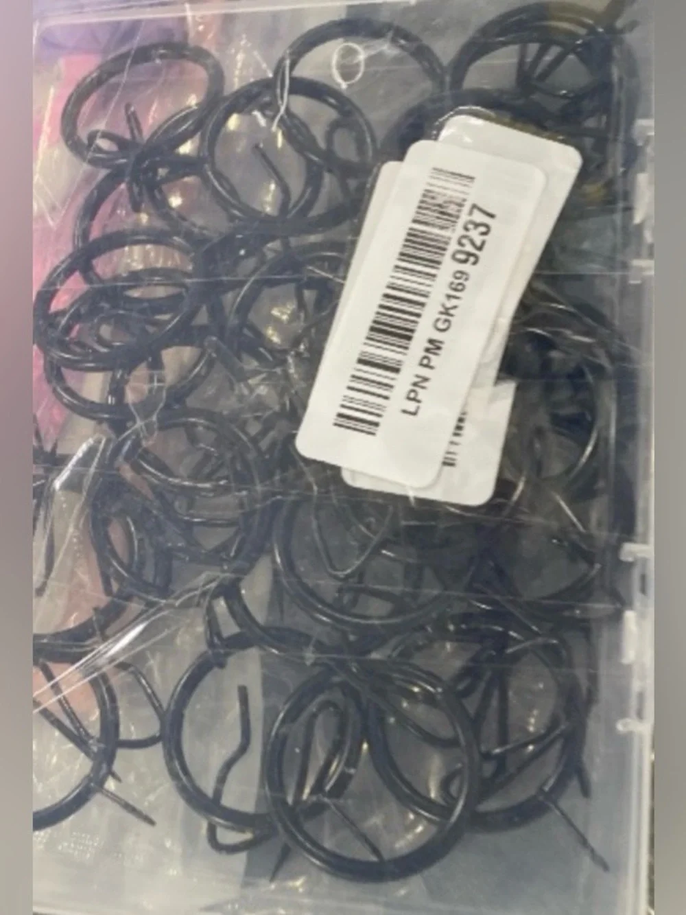 Metal Curtain Drapery Rings & Pin Hooks - 30mm Inner Diameter - BLACK